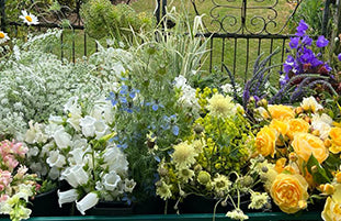 Festival style flowers for an 18th