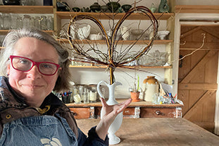 Making a willow tree of love for Valentine's