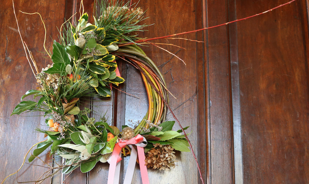 Fresh willow Christmas wreaths